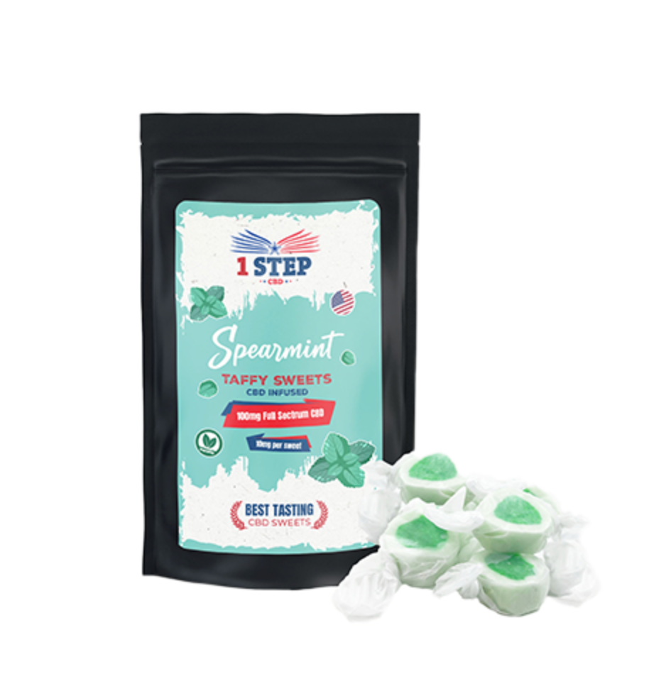 1 Step CBD 100mg Full Spectrum Spearmint Taffy Grab Bag 60g