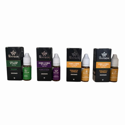 DR Watson CBD & CBG E-Liquid -All Flavours (Boxes & Bottles) 2 full spectrum