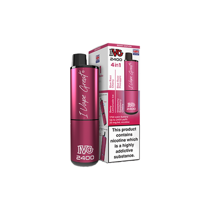 20mg IVG 2400 4 in 1 Multi Edition Rechargeable Pod Vape Kit 2400 Puffs