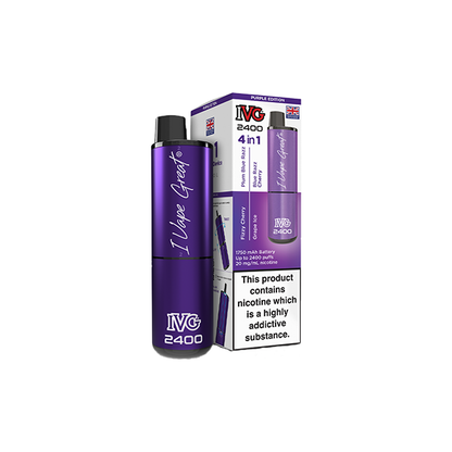 20mg IVG 2400 4 in 1 Multi Edition Rechargeable Pod Vape Kit 2400 Puffs