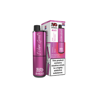 20mg IVG 2400 4 in 1 Multi Edition Rechargeable Pod Vape Kit 2400 Puffs