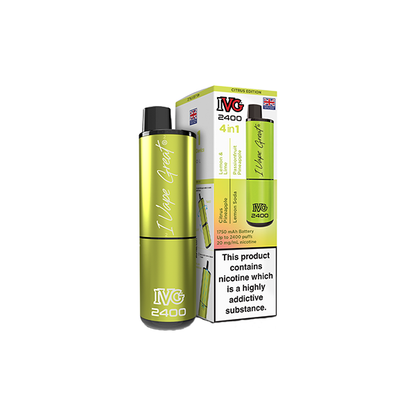 20mg IVG 2400 4 in 1 Multi Edition Rechargeable Pod Vape Kit 2400 Puffs