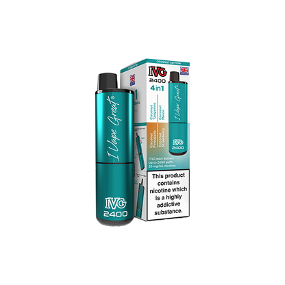 20mg IVG 2400 4 in 1 Multi Edition Rechargeable Pod Vape Kit 2400 Puffs