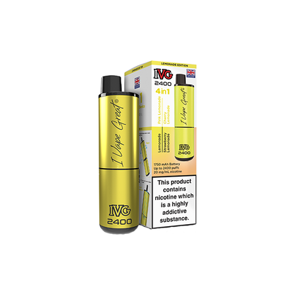 20mg IVG 2400 4 in 1 Multi Edition Rechargeable Pod Vape Kit 2400 Puffs