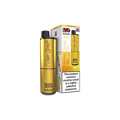 20mg IVG 2400 4 in 1 Multi Edition Rechargeable Pod Vape Kit 2400 Puffs