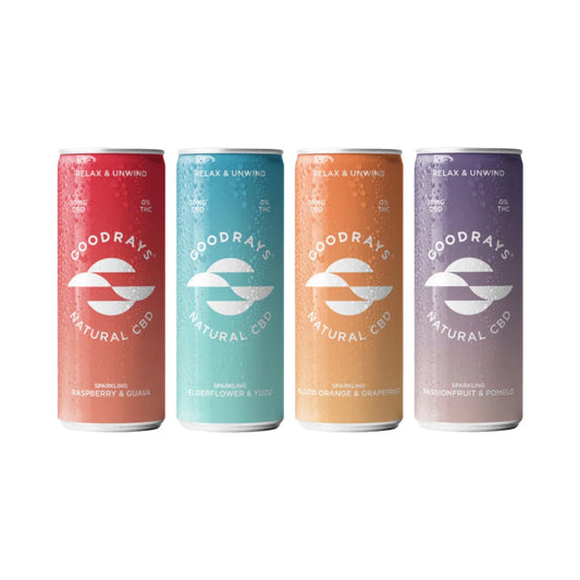 12 x Goodrays 30mg CBD 4 Flavour 250ml Cans
