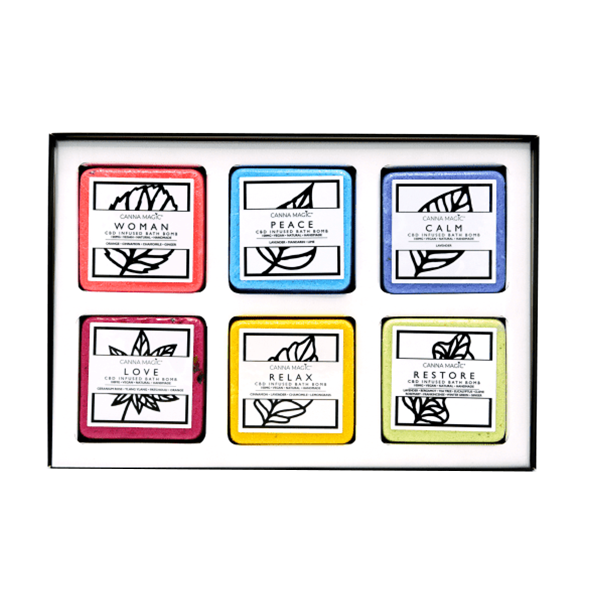 Canna Magic 100mg CBD Infused Bath Bombs Womens Gift Set - 6 Pieces