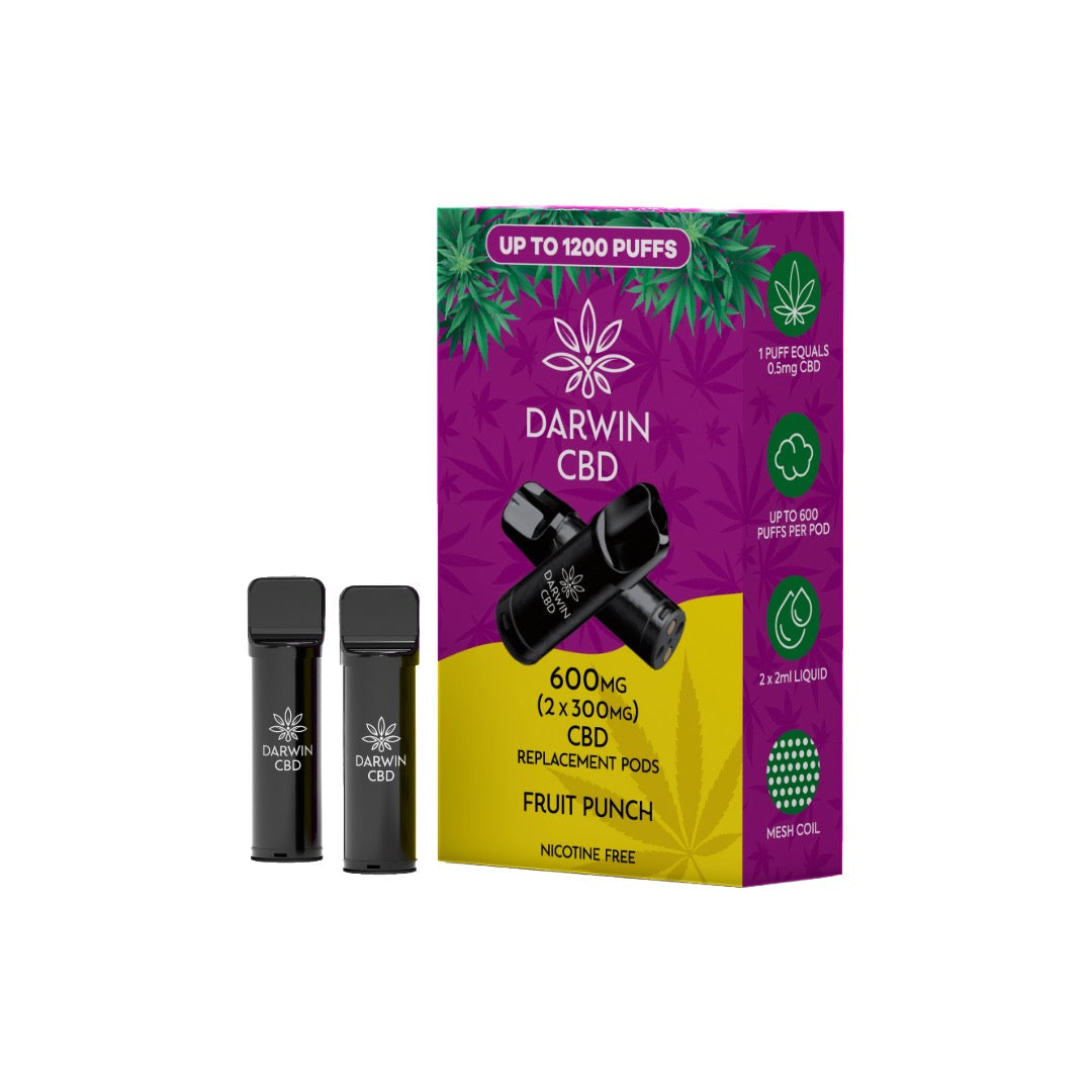 600mg Darwin CBD Prefilled Replacement Pods 1200 Puffs - 2 Pcs