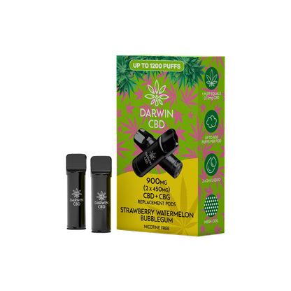 900mg Darwin CBD Prefilled Replacement Pods 1200 Puffs - 2 Pcs