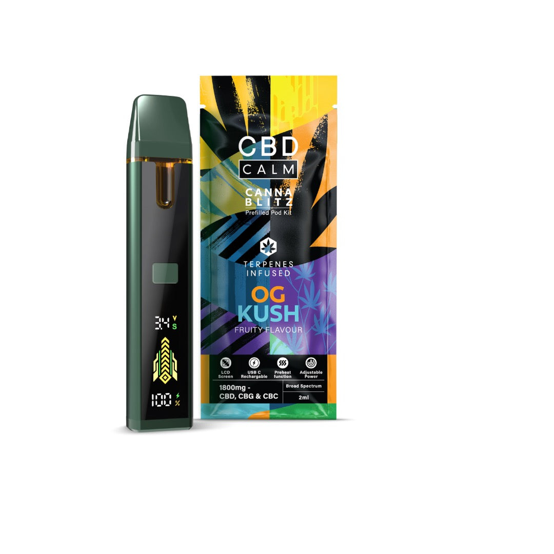 CBD Calm CANNABLITZ 1800mg CBD + CBG + CBC Prefilled Pod Vape Kit