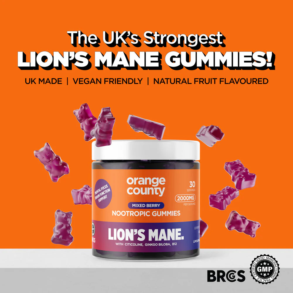 Lion's Mane Cognitive Boost Gummies: 2000mg (Serving) Mixed Berry Flavour | 30 Servings.