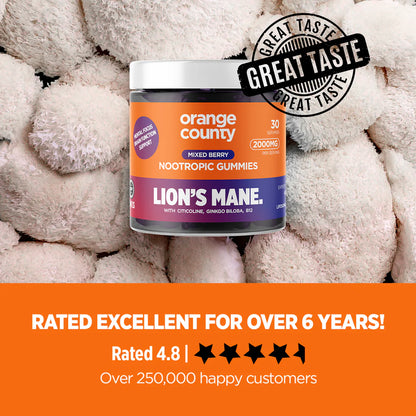 Lion's Mane Cognitive Boost Gummies: 2000mg (Serving) Mixed Berry Flavour | 30 Servings.