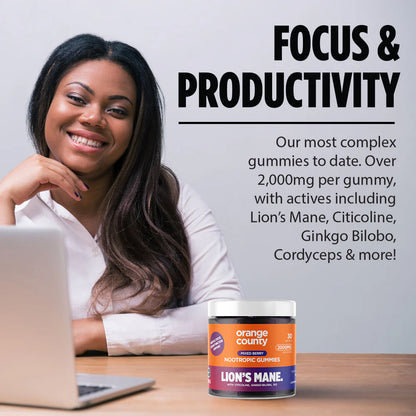 Lion's Mane Cognitive Boost Gummies: 2000mg (Serving) Mixed Berry Flavour | 30 Servings.