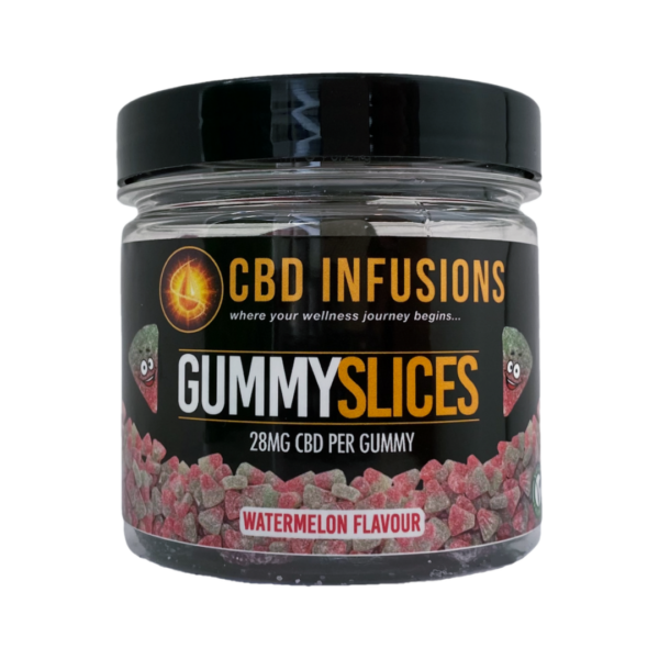 Vegan Watermelon Gummy Slices 28mg CBD Infusions Tub
